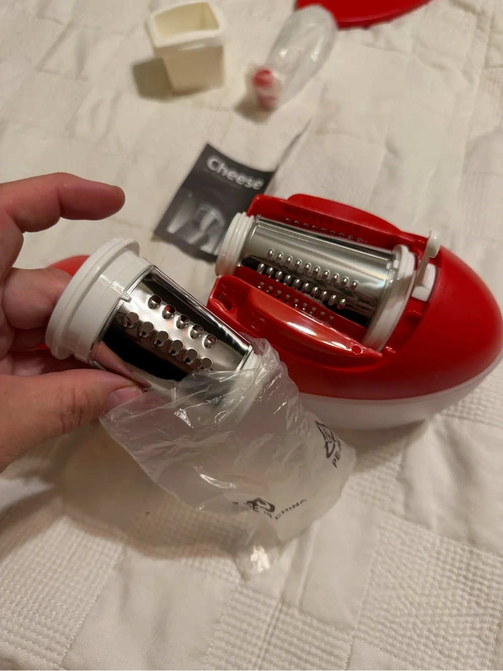 Tupperware Red and White Mini Cheese Mill